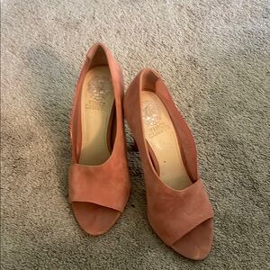 Vince Camuto Pink Suede Peep-Toe Heels
